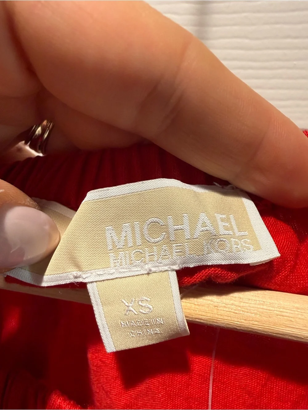 NWT Michael Kors Off-Shoulder Red Tie-Sleeve Blouse